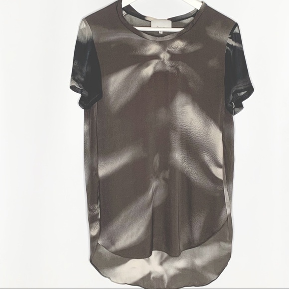 3.1 Phillip Lim Silk Top Gray Printed Short sleeve lightweight abstract size 4 - Picture 1 of 10